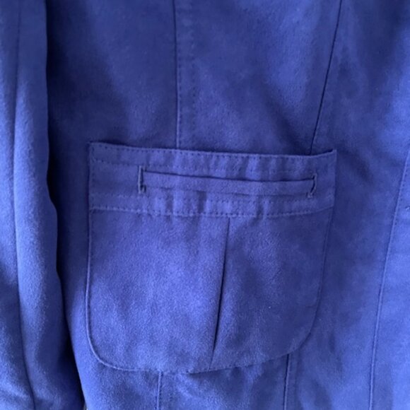 Tan Jay Jacket VTG - Vibrant Blue - soft faux suede material -large size 8 - Picture 3 of 7